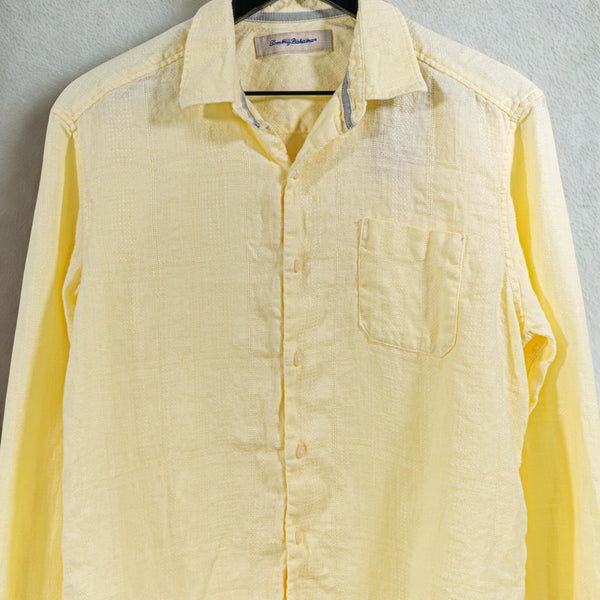 Tommy Bahama Monte Carlo 100% Linen Shirt Yellow Mens Small Button Up