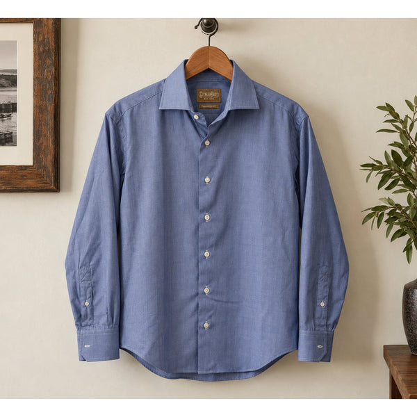 Gitman Bros Dress Shirt Men's 15.5 33 Blue Tailored Fit Cotton USA Made