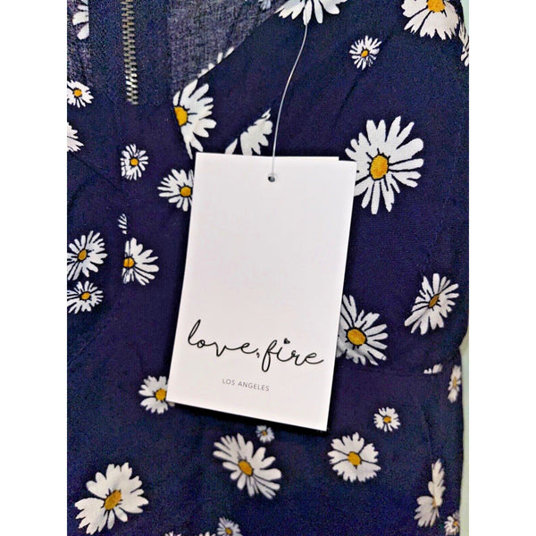 Love Fire Dress Women XL Blue Floral Daisy Sleeveless NWT