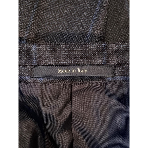 Ermenegildo Zegna Mila Blazer Men's 38R/48R Navy Blue Windowpane 100% Wool Italy
