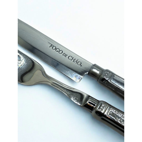 Fogo de Chao Brazilian Steakhouse Knife & Fork Set Stainless Steel Rare