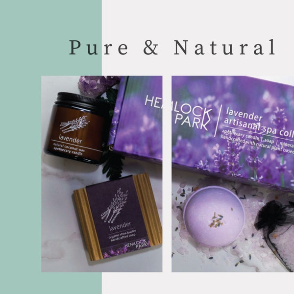 Hemlock Park Lavender Spa Gift Set Candle Soap Bath Bomb Salt Relax Kit