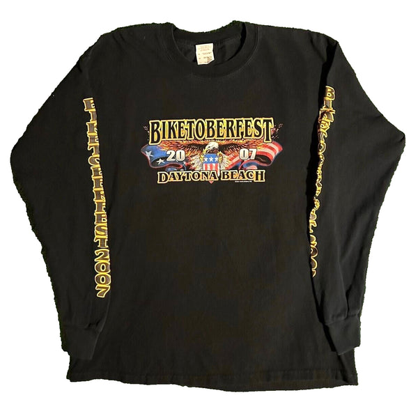 Daytona Beach Biketoberfest 2007 Biker Size XL L/S T-shirt Bald Eagle USA