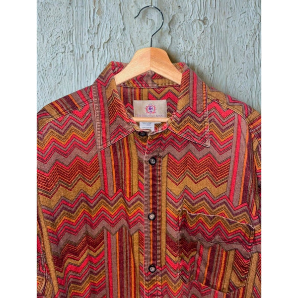 The Territory Ahead Aztec Boho Knit Shirt Mens XL 90s Vintage Heavy Cotton