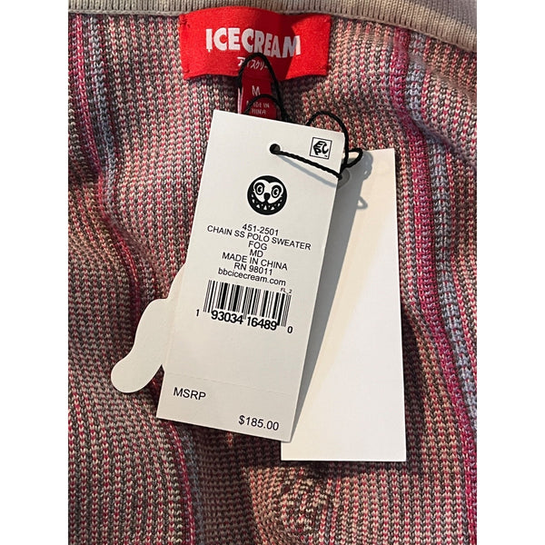 Ice Cream BBC Chain SS Polo Sweater Men's M NWT Jacquard Knit Running Dog $185