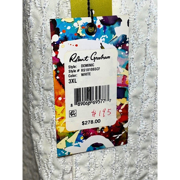 Robert Graham Dominic White Textured Shirt 3XL Classic Fit NWT Luxury Button