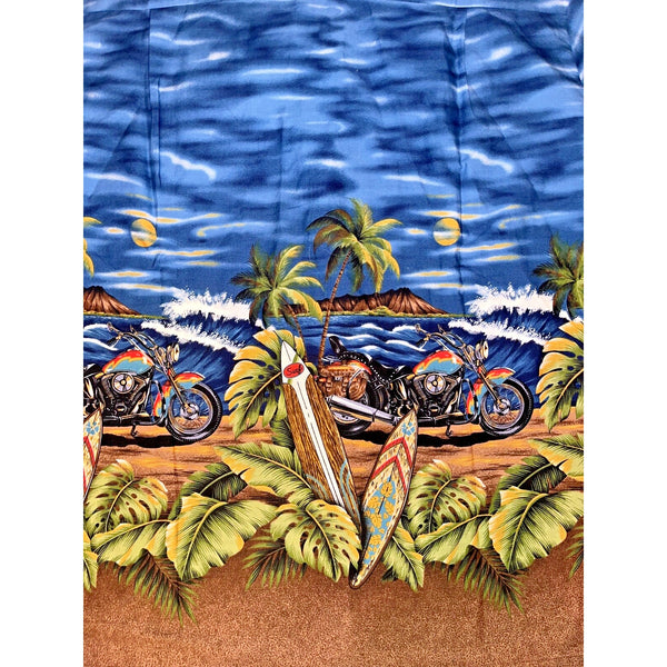 Kys Hawaiian Shirt Mens Large Motorcycle Palms Short Sleeve Camp Vintage