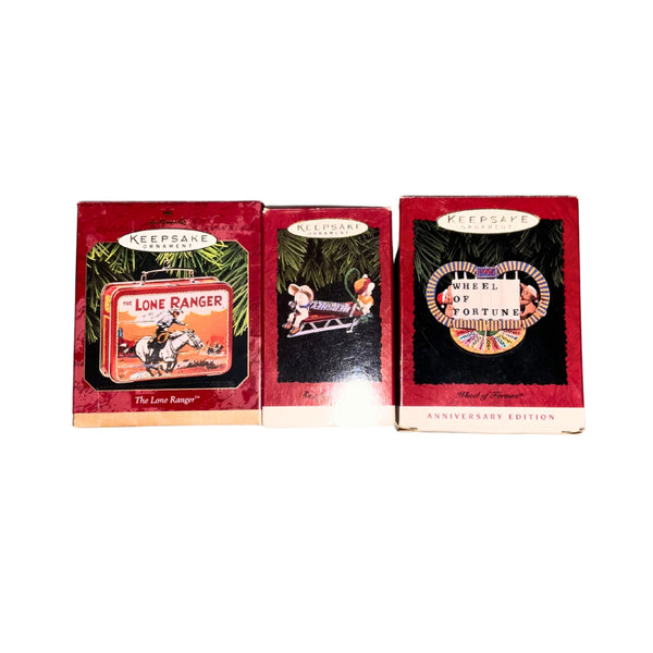 Hallmark Keepsake Ornaments Wheel Of Fortune, Hershey's & Lone Ranger Lot Of 3