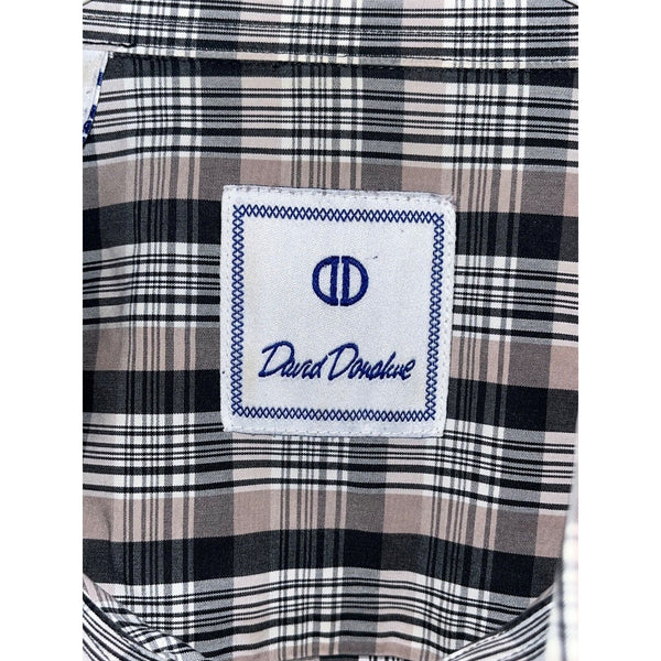 David Donahue Toast Brushed Plaid Shirt Mens M MSRP $165