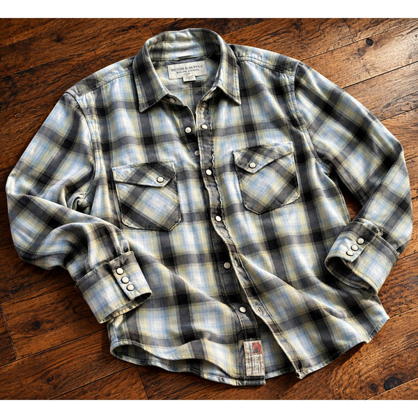 Polo Denim & Supply Ralph Lauren Western Pearl Snap Plaid Shirt Men’s XL EUC