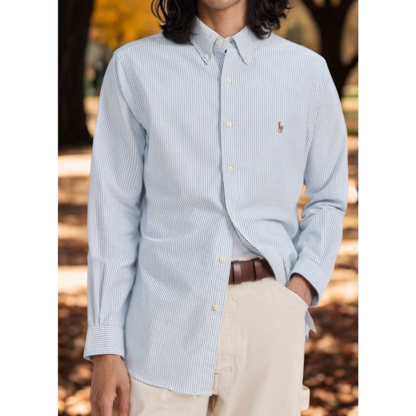 Polo Ralph Lauren Classic Fit Striped Oxford Shirt Blue White Mens 2XB EUC