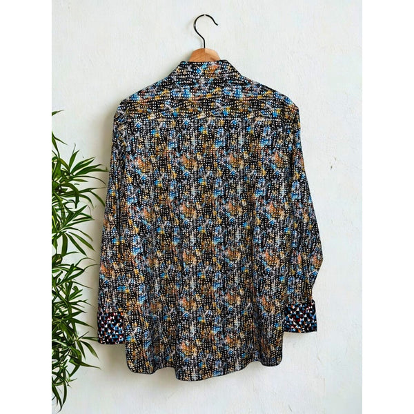 Robert Graham Shirt L Geometric All Over Print Flip Cuff NWOT Classic Fit