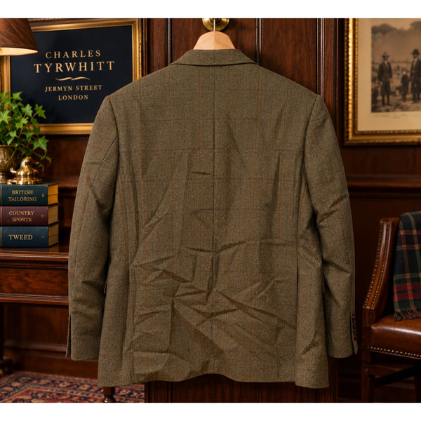 Charles Tyrwhitt Wool Windowpane Tweed Blazer Sport Coat 44R Woven in England