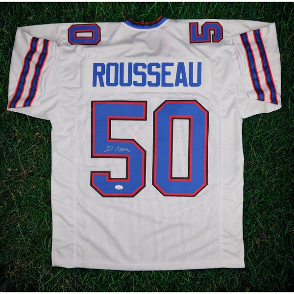 Gregory Rousseau Signed Buffalo Bills White Jersey Auto JSA COA XL Custom