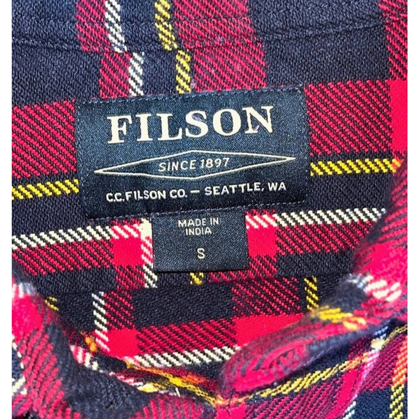 CC Filson Vintage Flannel Work Shirt 11010689 Red Black Gold Plaid Men’s Small