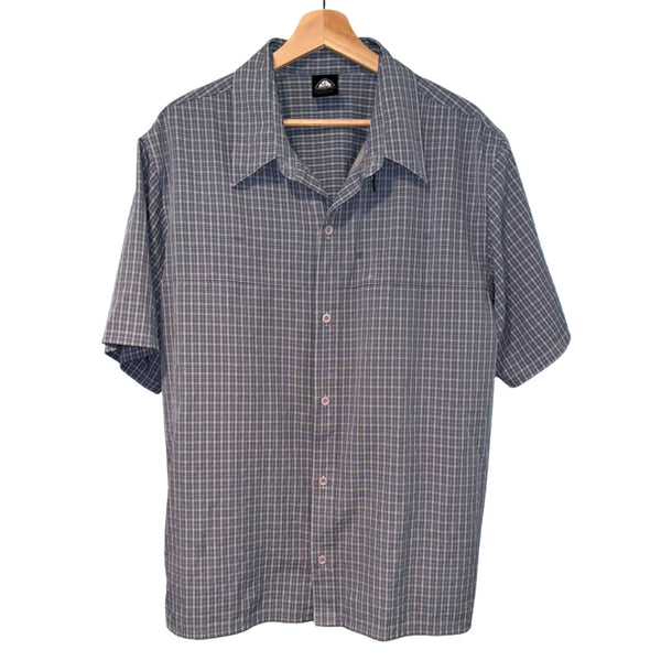 Nike ACG All Conditions Gear Striped Button Down Short Sleeve Shirt Blue Sz. L