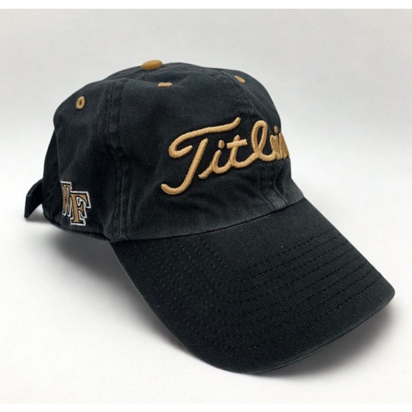 Titleist Wake Forest Hat Black Gold Adjustable Strapback Cap Sunfaded Golf