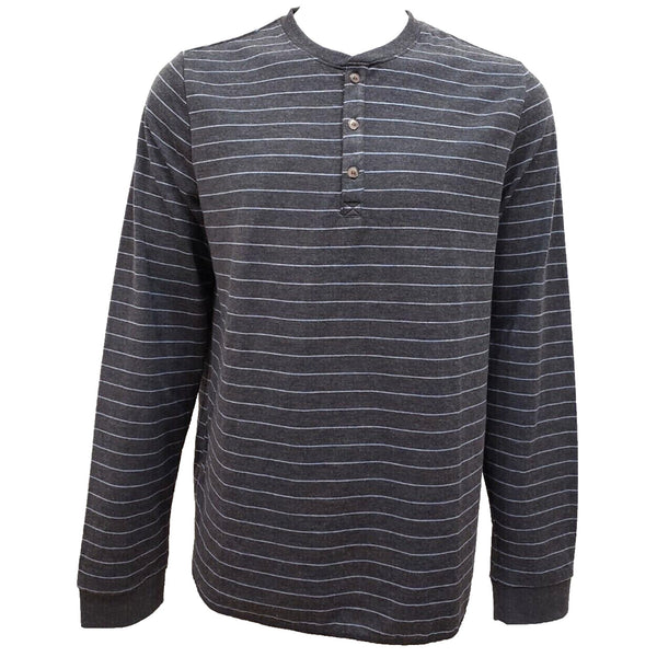 Marine Layer Double Knit Henley Shirt Mens 2XL Gray Blue Striped Long Sleeve NWT
