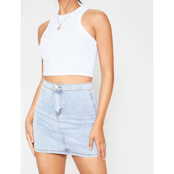 PRETTY LITTLE THING Vintage Wash Disco Fit Denim Skirt Sz. 10 NWT