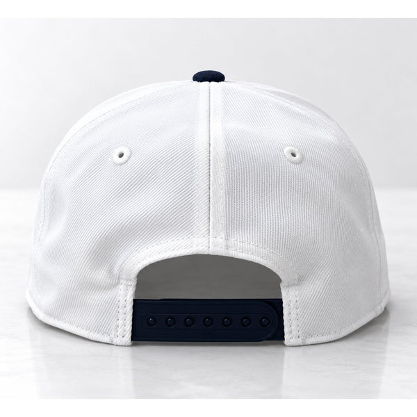 LIV Golf Flexfit 110 Rope Snapback Hat White Navy Adjustable Yupoong
