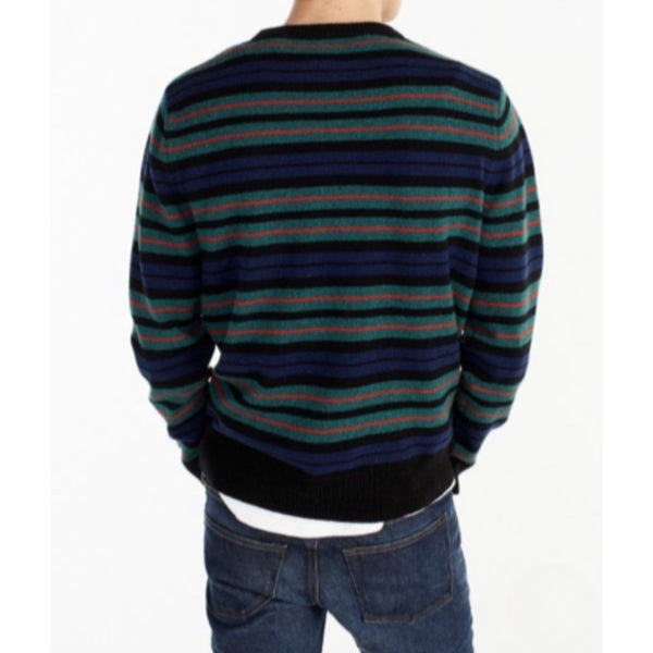 J.Crew Lambswool Crewneck Sweater Men’s Large Tartan Stripe Knit Pullover