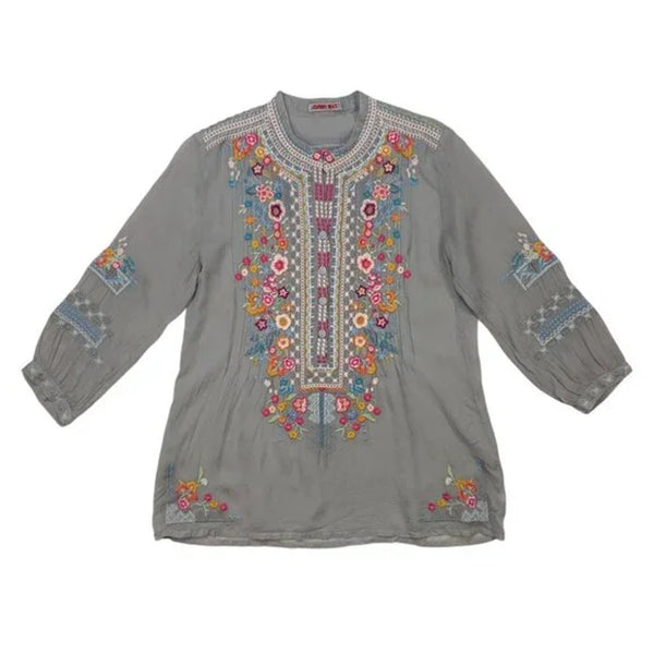 Johnny Was Bethanie Embroidered Rayon Floral Tunic Top Women Size 2XL C28318-4
