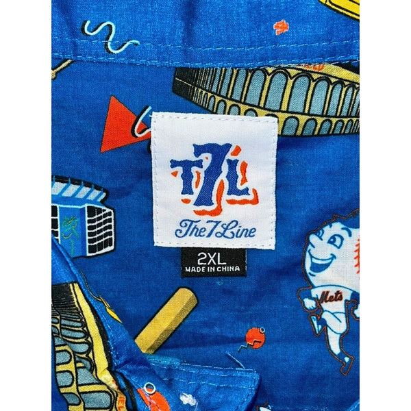 New York Mets The 7 Line T7L “Party Time” Button Up Shirt 2XL NWOT MLB Rare