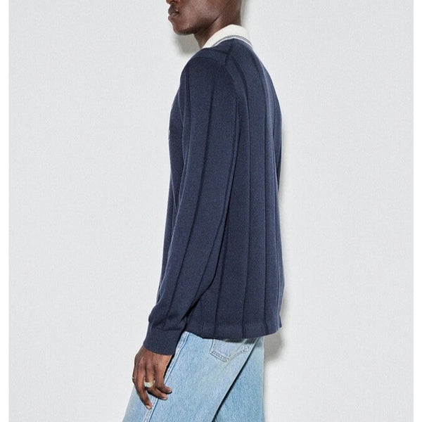 Abercrombie & Fitch Cadillac Soccer Sweater 2XL Blue Ribbed Rugby Polo NWT