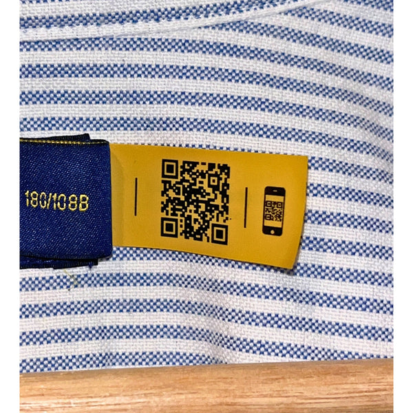 Polo Ralph Lauren Classic Fit Striped Oxford Shirt Blue White Mens 2XB EUC