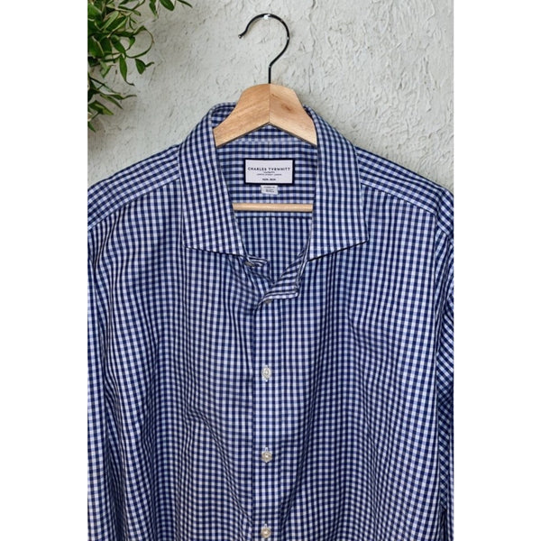 Charles Tyrwhitt Dress Shirt Non Iron Classic Fit Check Men's 19/37