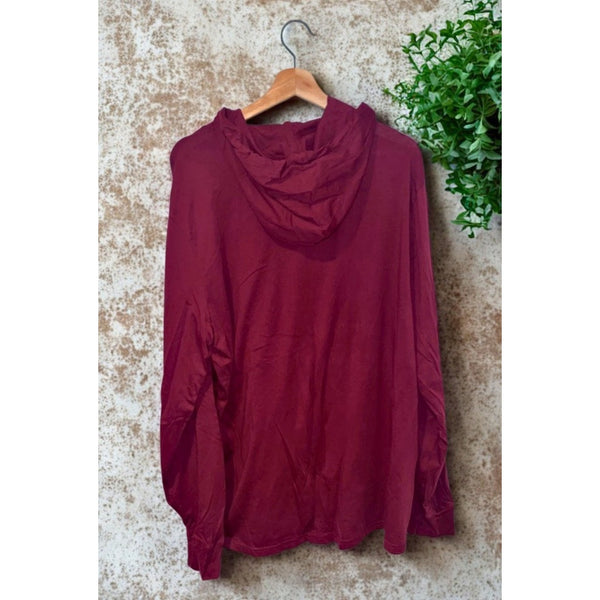 Polo Ralph Lauren Hooded T Shirt XL Maroon Big Logo Jersey Hoodie Tee Preppy