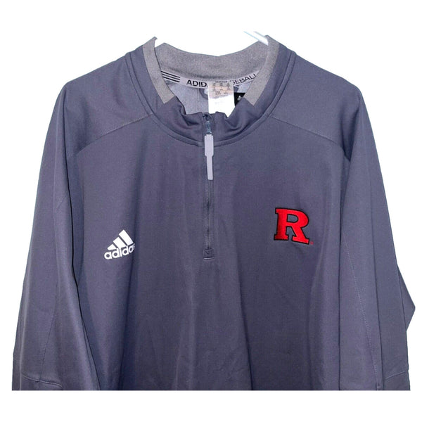 Rutgers University Adidas 1/4 Zip Long Sleeve Windbreaker NCAA Baseball Sz. 2XL