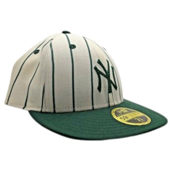 New York Yankees 59FIFTY MLB Cap Hat Oatmeal Green Striped Unisex Sz. 7 3/8 RARE