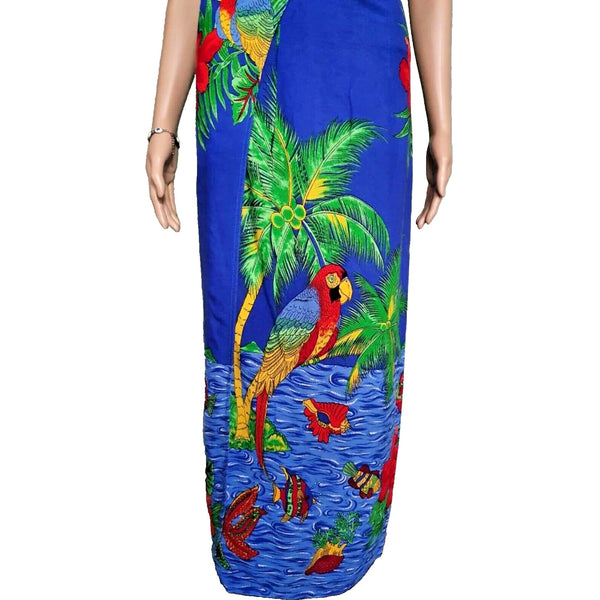 Tropical Print Fringe Edge Shawl Scarf Skirt Beach 68” x 42” Vintage Women's