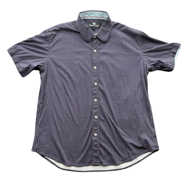 Butter Cloth Shirt Polka Dot Icy Cotton Short Sleeve Men Sz. L Button Up