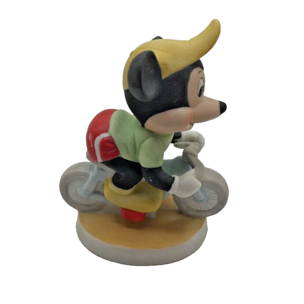 Walt Disney Mickey Mouse Statue Riding Bicycle Figurine 4” Taiwan