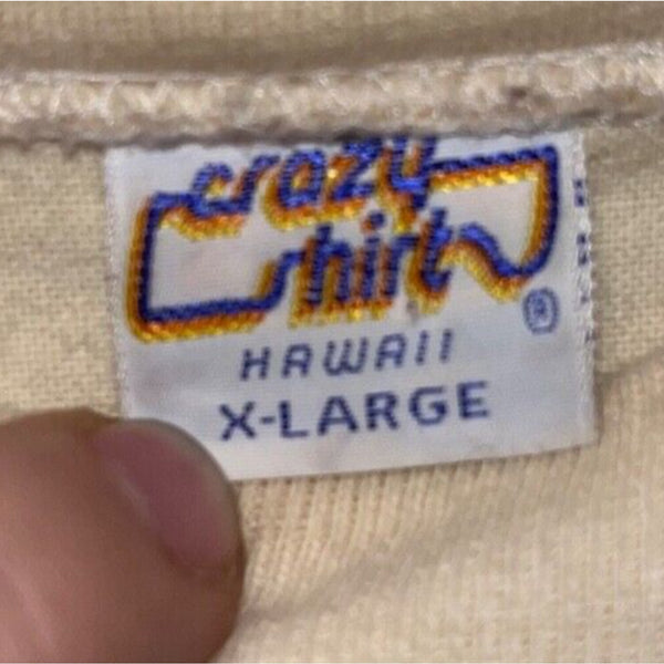 South Pacific Lager Beer T Shirt Sz. XL White Graphic Tee Crazy Shirt Vintage