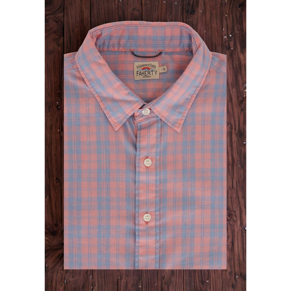 Faherty Movement Shirt 2XL Supima Stretch Summer Rose Plaid Button Up EUC