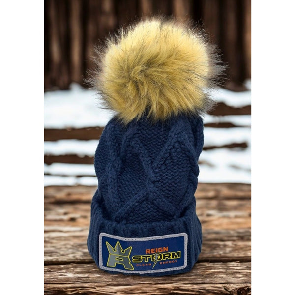 Reign Storm New Era Beanie Pom Hat Women Cable Knit Monster Energy NWOT