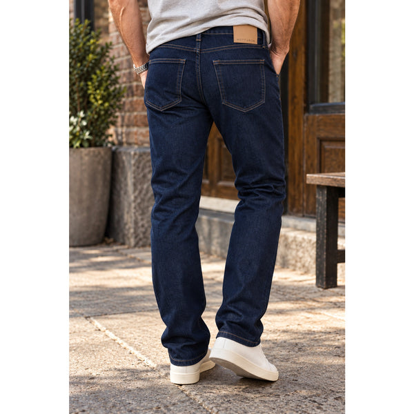 Mott & Bow Oliver Straight Jeans 35x30 Navy Blue Stretch Denim Slim Premium