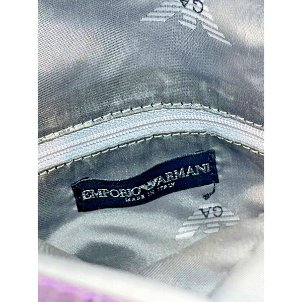 Emporio Armani Large Fold Over Leather Crocodile Embossed Bag & Change Pouch