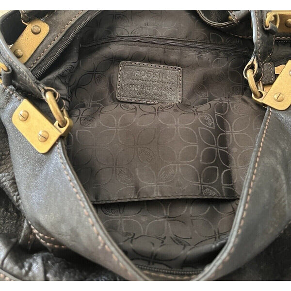 Fossil Large Leather Bucket Shoulder Bag Vintage EUC