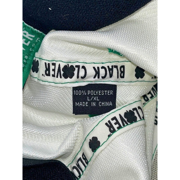 Black Clover Live Lucky Hat White Green Clover L/XL Flex Fit Golf Cap EUC