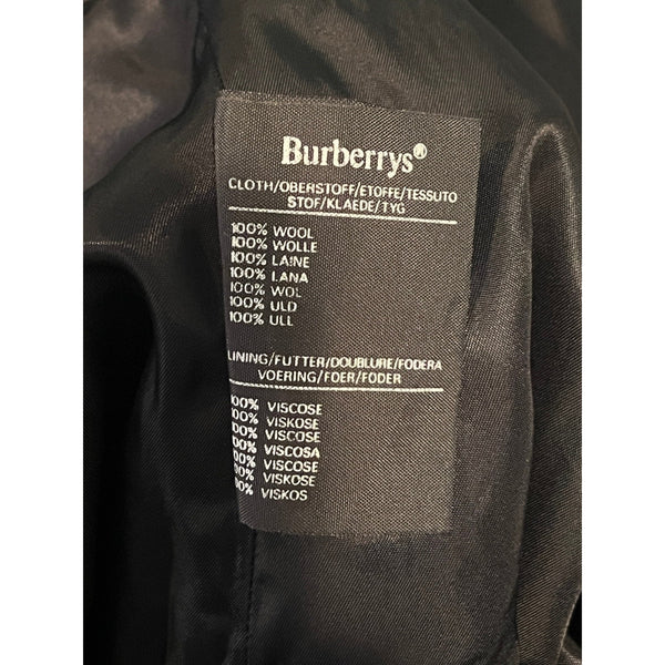 Burberrys London Burella Wool Coat Black 46R Made England Vintage Trench