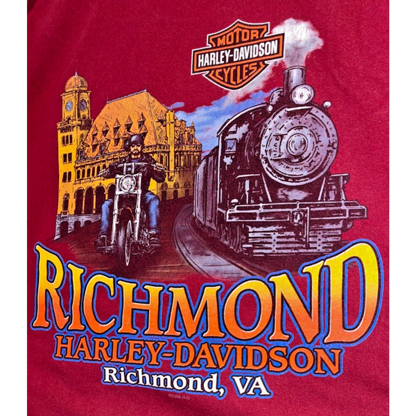 Harley Davidson Richmond Virginia XL No Tag 22x29 Hanes Beefy-T Biker Tee