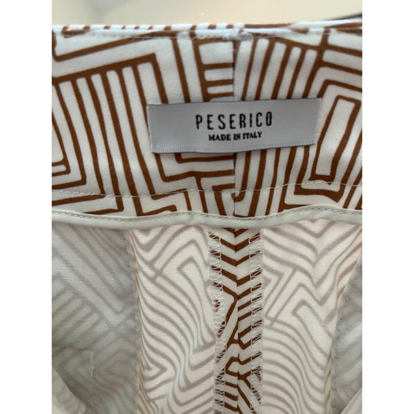 Peserico Graphic-Print Cropped Trousers Camel Butter Size 52 EU 16 US