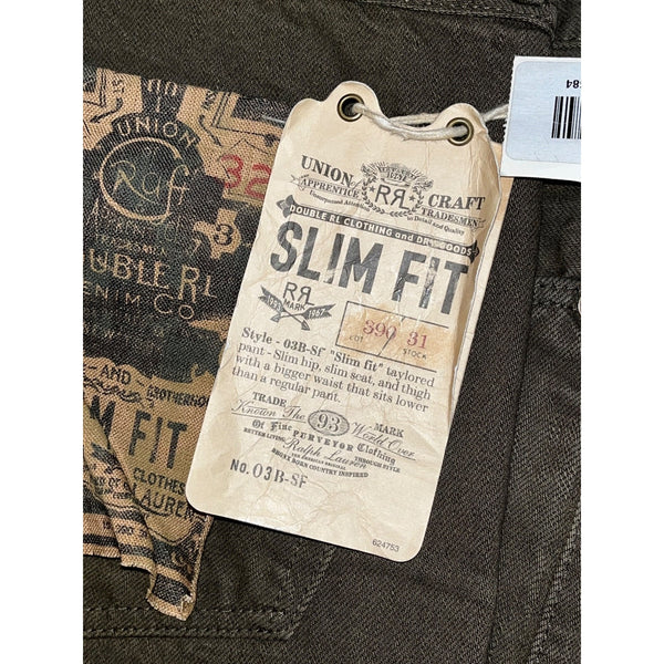 RRL Ralph Lauren Slim Fit Selvedge Denim Jeans Green 36x32 NWT RARE
