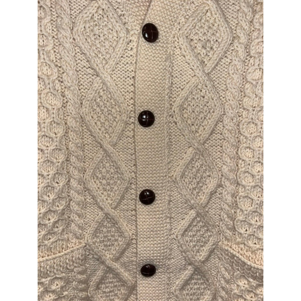 Bonner of Ireland Handknit Wool Cable Knit Aran Fisherman Cardigan Sweater Sz XL