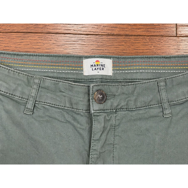 Marine Layer Cotton Twill Chino Shorts 7" Men's 36 Green Stretch NWOT $88