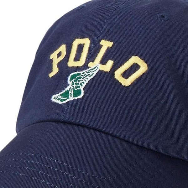 Polo Ralph Lauren P-Wing Foot Navy Adjustable Hat Leather Strap EUC Rare